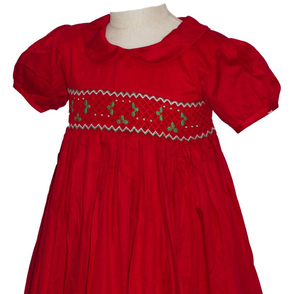 Holly Berry Smocked Dress-Christmas Holiday Collections - Picture 4 of 5